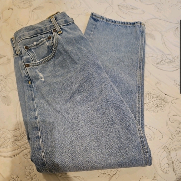 Agolde Parker Easy Straight Swapmeet Blue Crop Jeans Size 27 - Picture 6 of 8